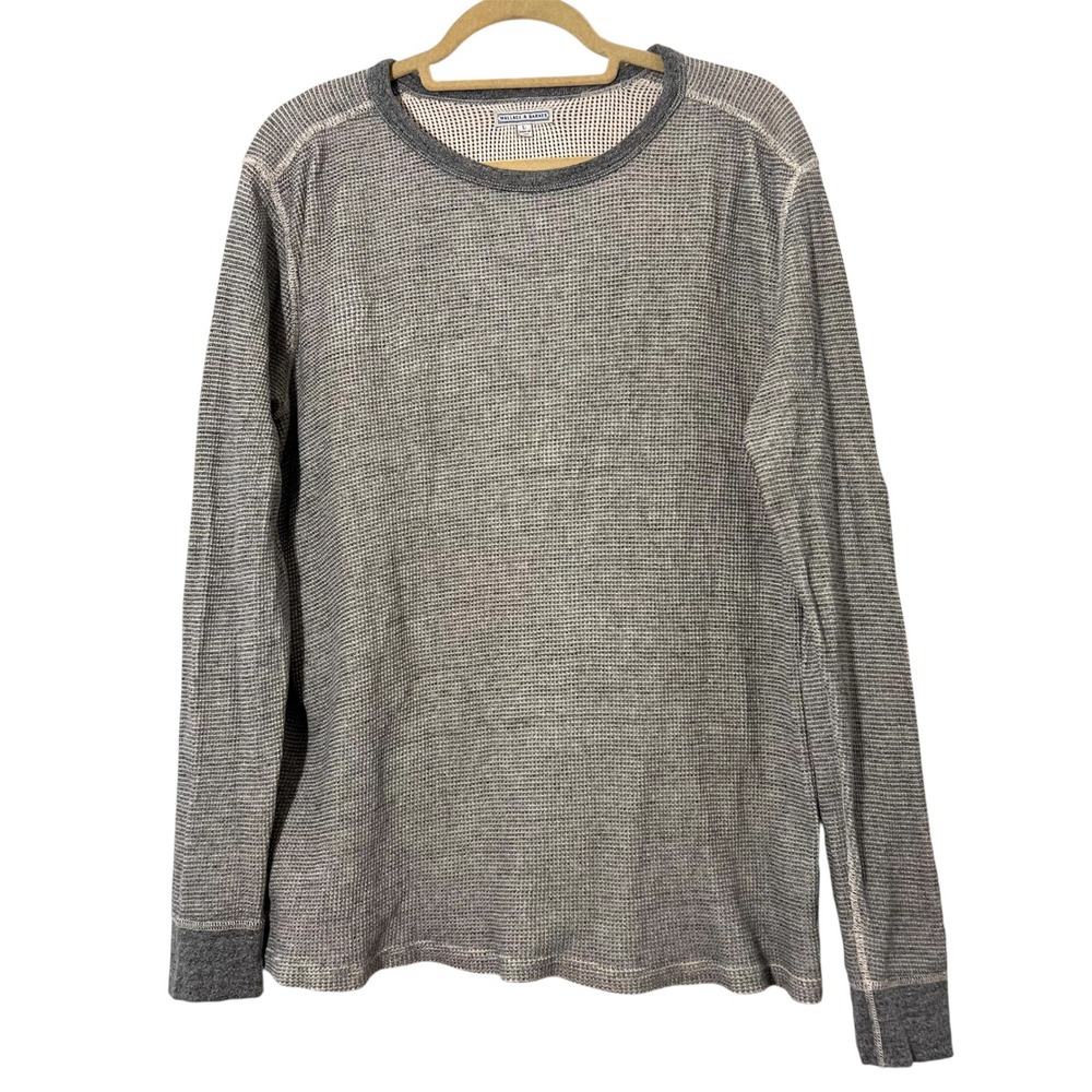 Wallace & Barnes Shirt Mens L Gray Waffle Knit Thermal Marled Long Sleeve Casual